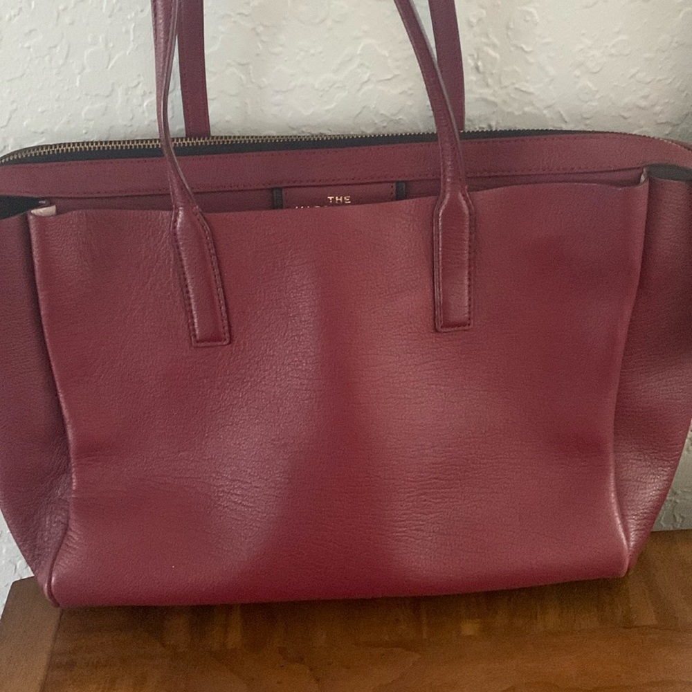 Mark Jacob’s Protégé leather tote in Cabernet.